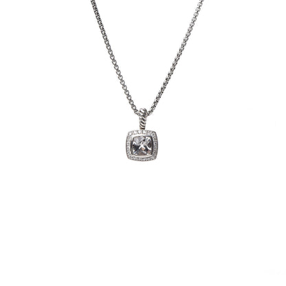 David Yurman Sterling Silver Diamond White Topaz 7mm Petite Albion Pendant Necklace 4 of 6