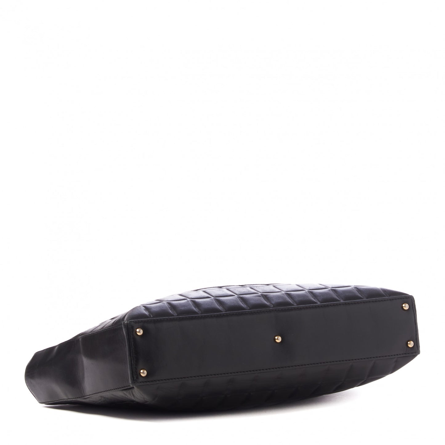 Lambskin Quilted Chocolate Bar Large Tote Black