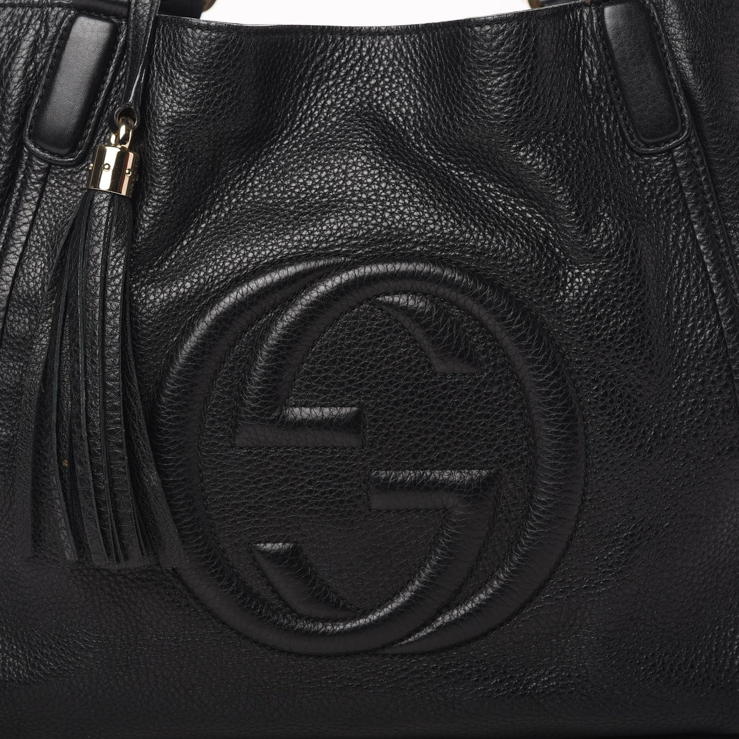 Pebbled Calfskin Medium Soho Shoulder Bag Black