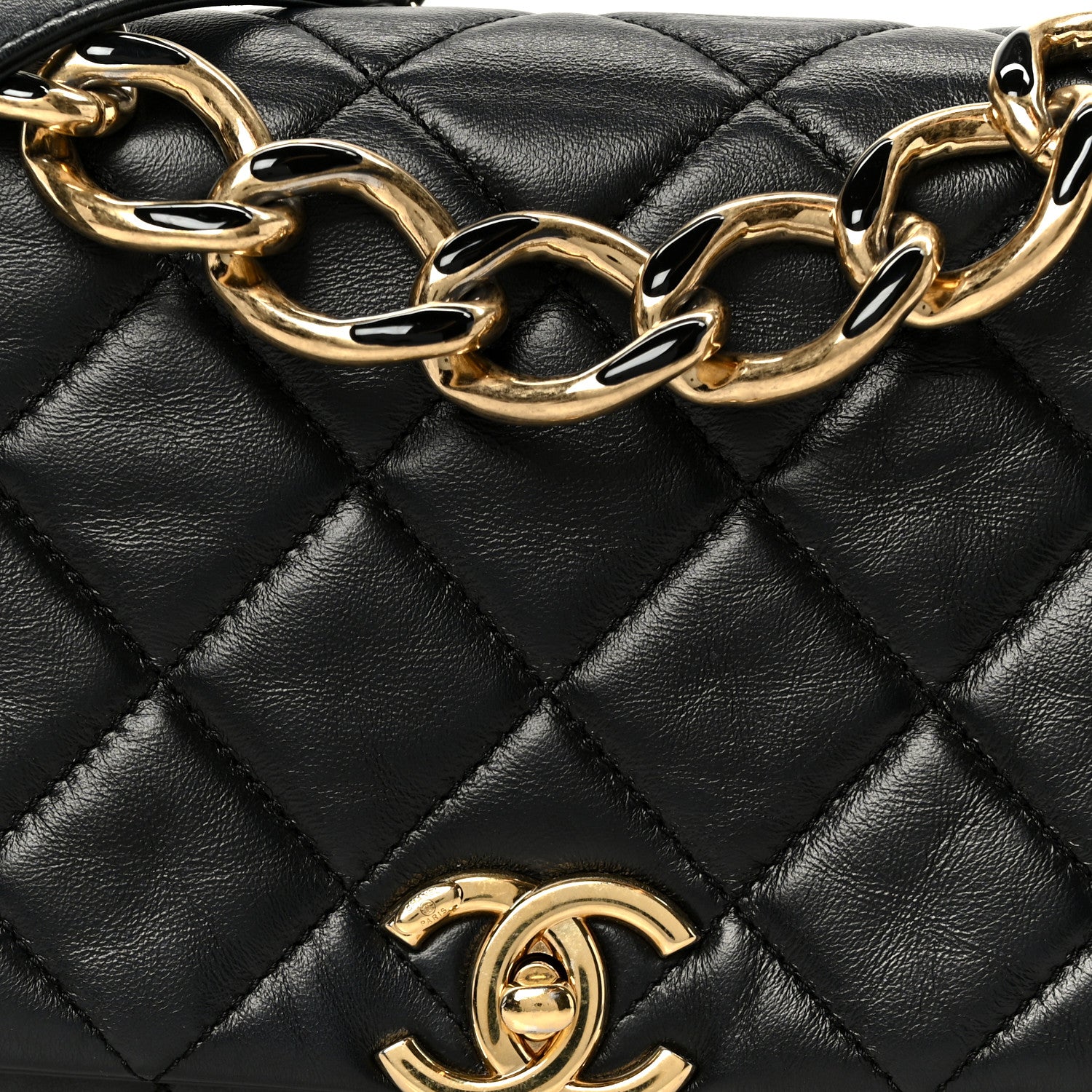 Chanel Lambskin Quilted Medium Color Match Flap Black 10 of 13