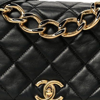 Chanel Lambskin Quilted Medium Color Match Flap Black 10 of 13