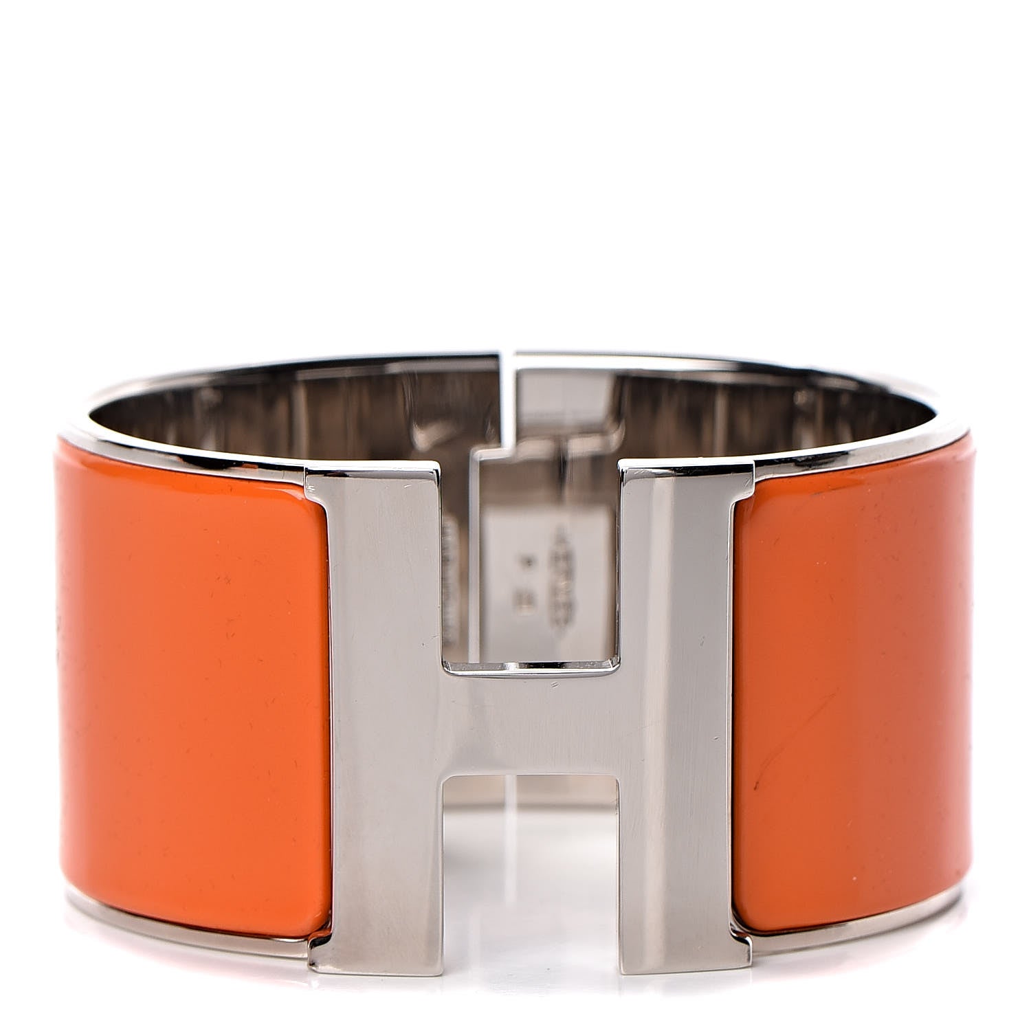 Hermes Enamel Extra Wide Clic Clac H Bracelet GM Orange 1 of 6