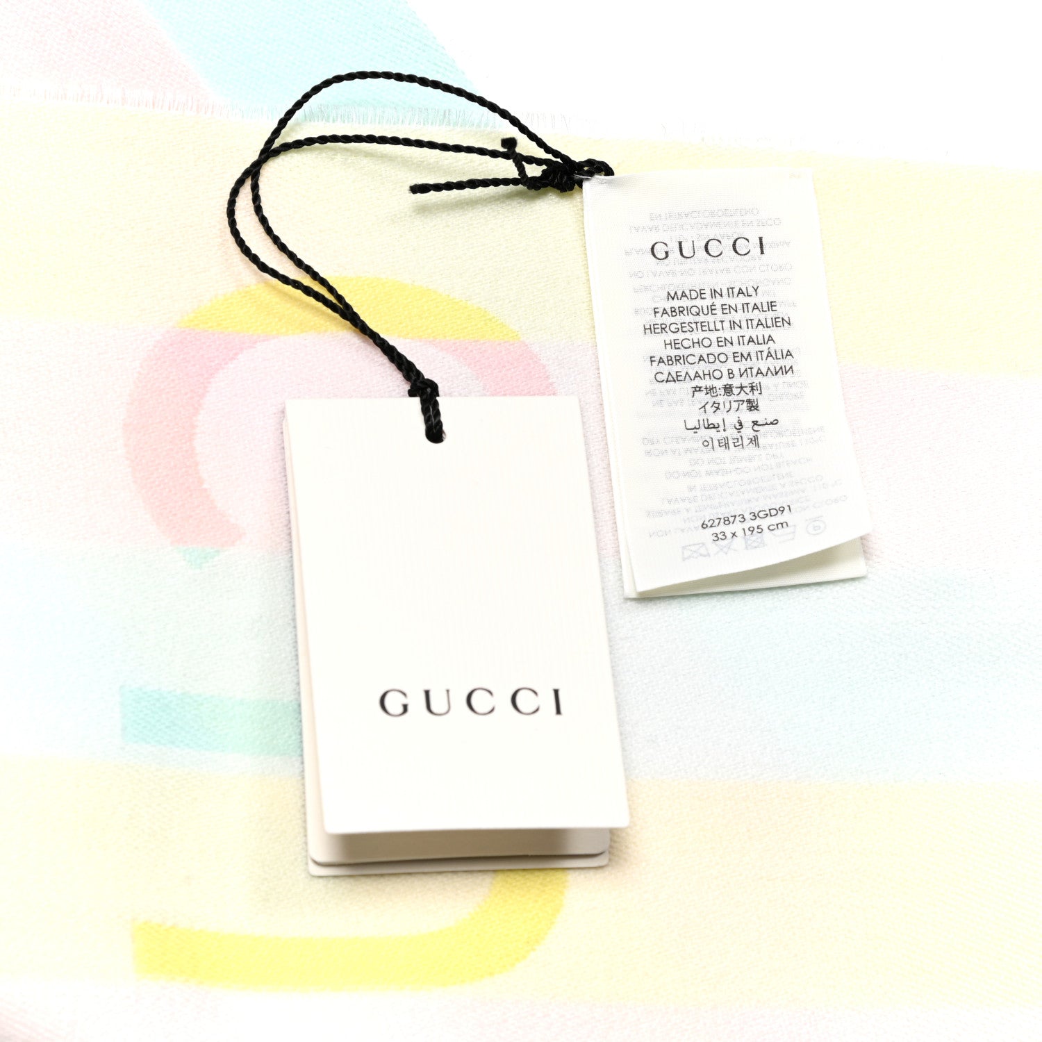 Gucci Wool Cotton Jacquard Magmadera Striped Scarf Pastel Multicolor 5 of 5