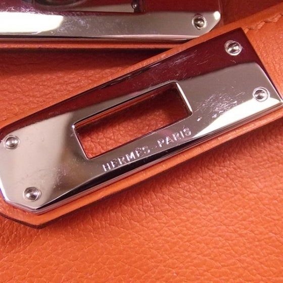 Hermes Box Leather Kelly Cut Clutch Orange 7 of 8