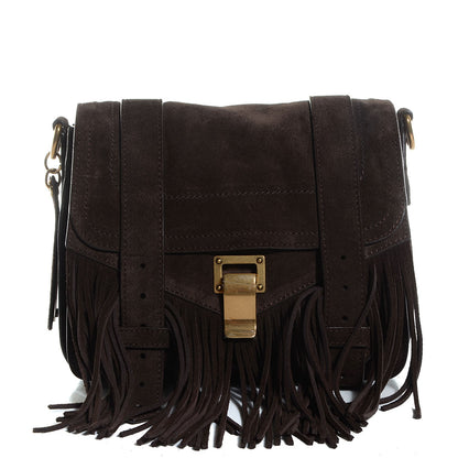 Proenza Schouler Suede Fringed PS1 Crossbody Pouch Messenger Bark 1 of 14