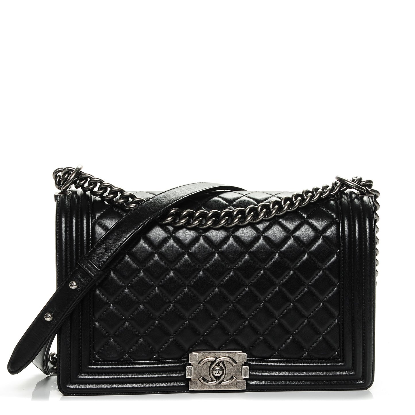 Lambskin Quilted New Medium Boy Flap Black