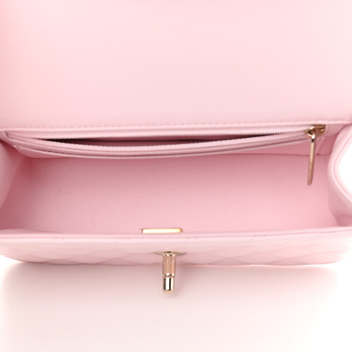 Lambskin Quilted Mini Top Handle Rectangular Flap Light Pink