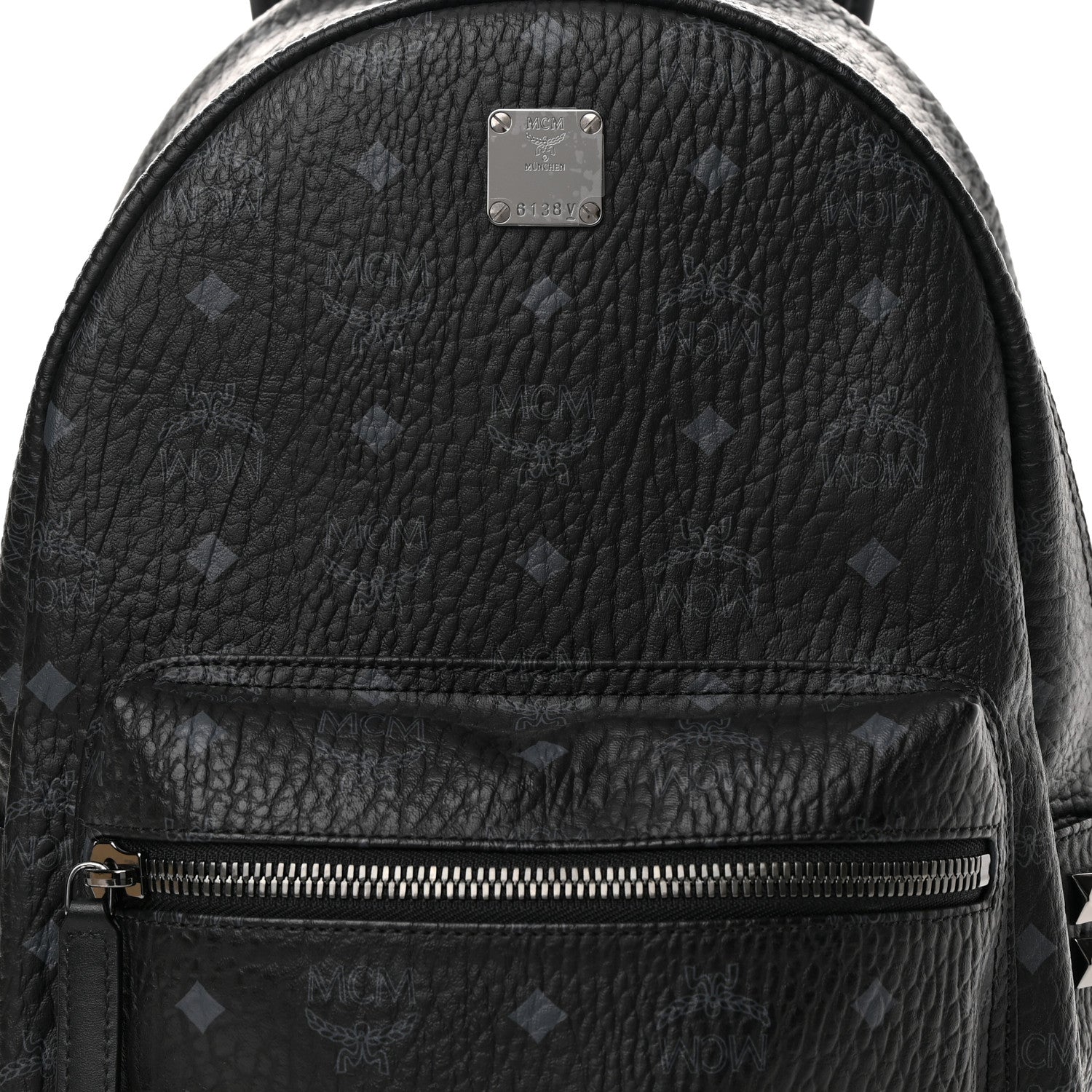 MCM Visetos Medium Side Studs Stark Backpack Black 8 of 10