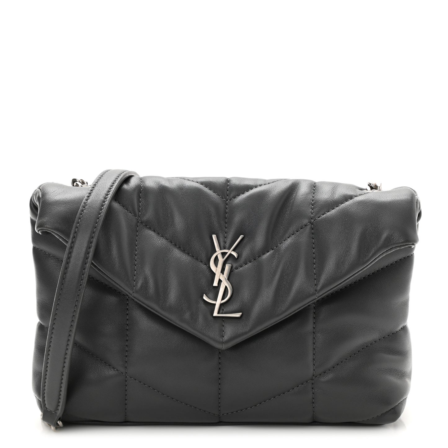 Lambskin Quilted Toy Loulou Puffer Monogram Chain Satchel Storm