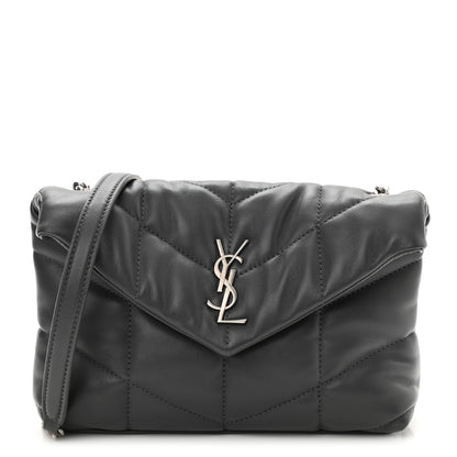 Saint Laurent Lambskin Quilted Toy Loulou Puffer Monogram Chain Satchel Storm 1 of 9