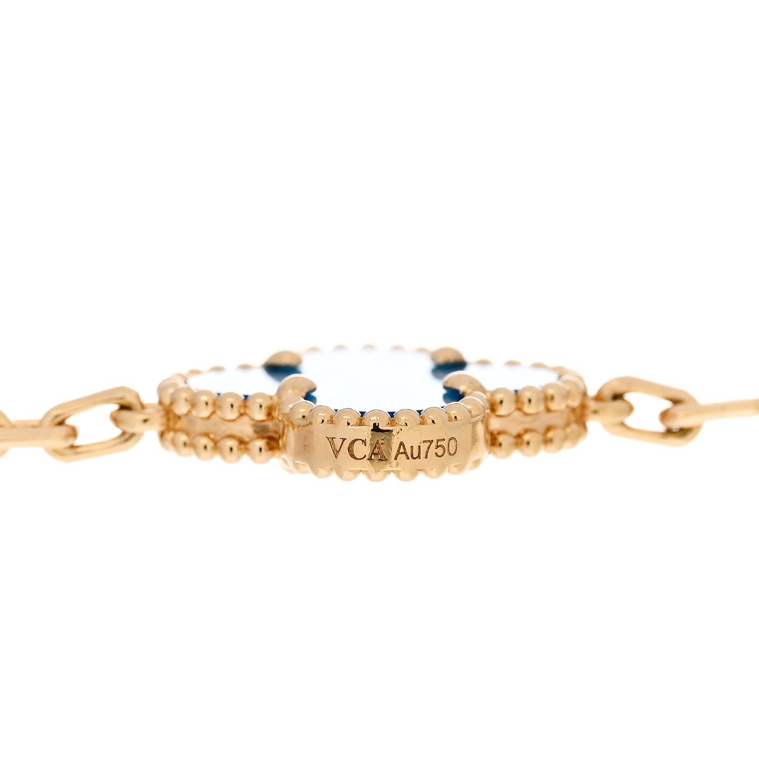 Van Cleef & Arpels 18K Yellow Gold Blue Agate 5 Motifs Vintage Alhambra Bracelet 3 of 5