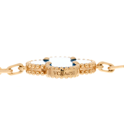 Van Cleef & Arpels 18K Yellow Gold Blue Agate 5 Motifs Vintage Alhambra Bracelet 3 of 5