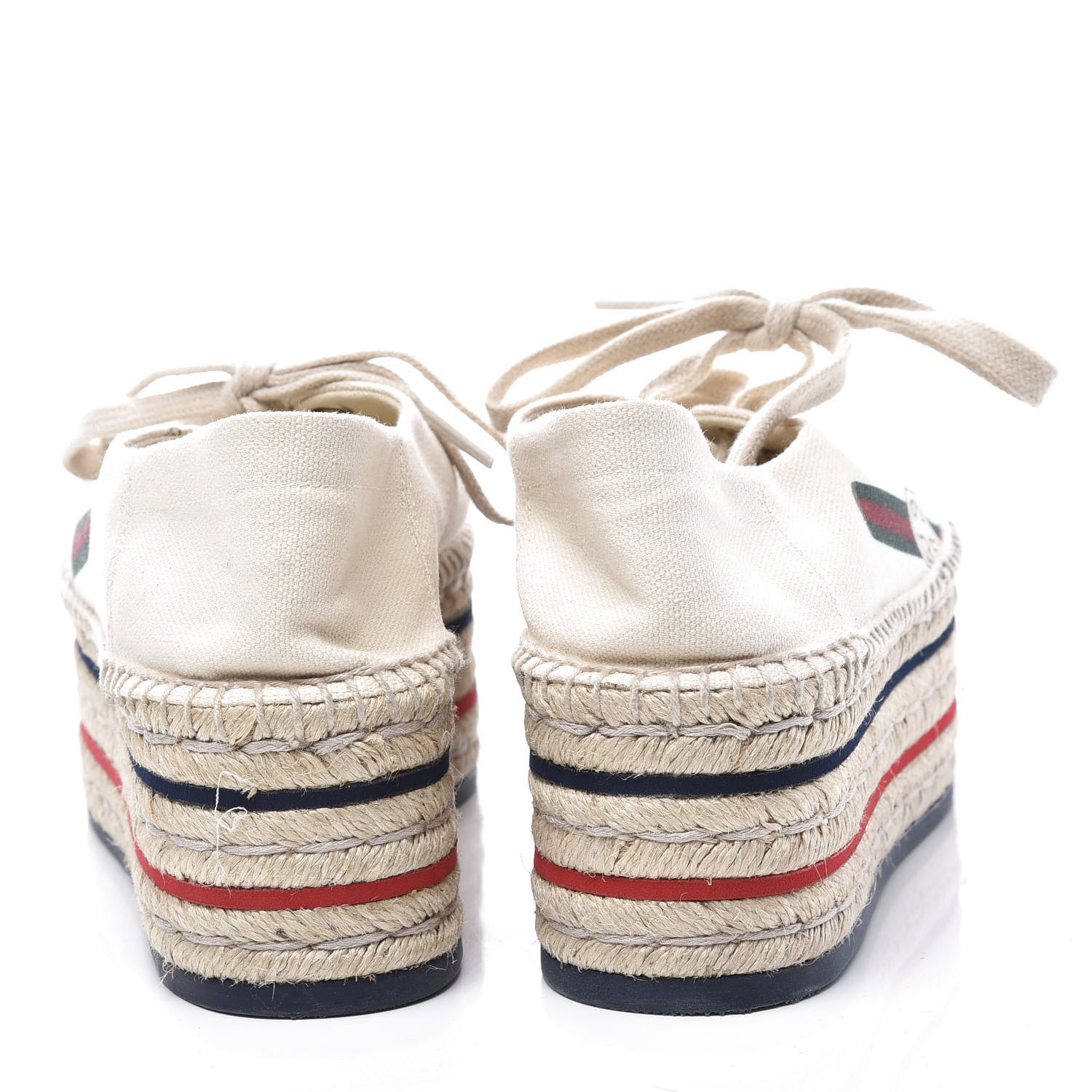 Gucci Canvas Logo Lace-Up Platform Espadrilles 36 Greggio Grege 7 of 11