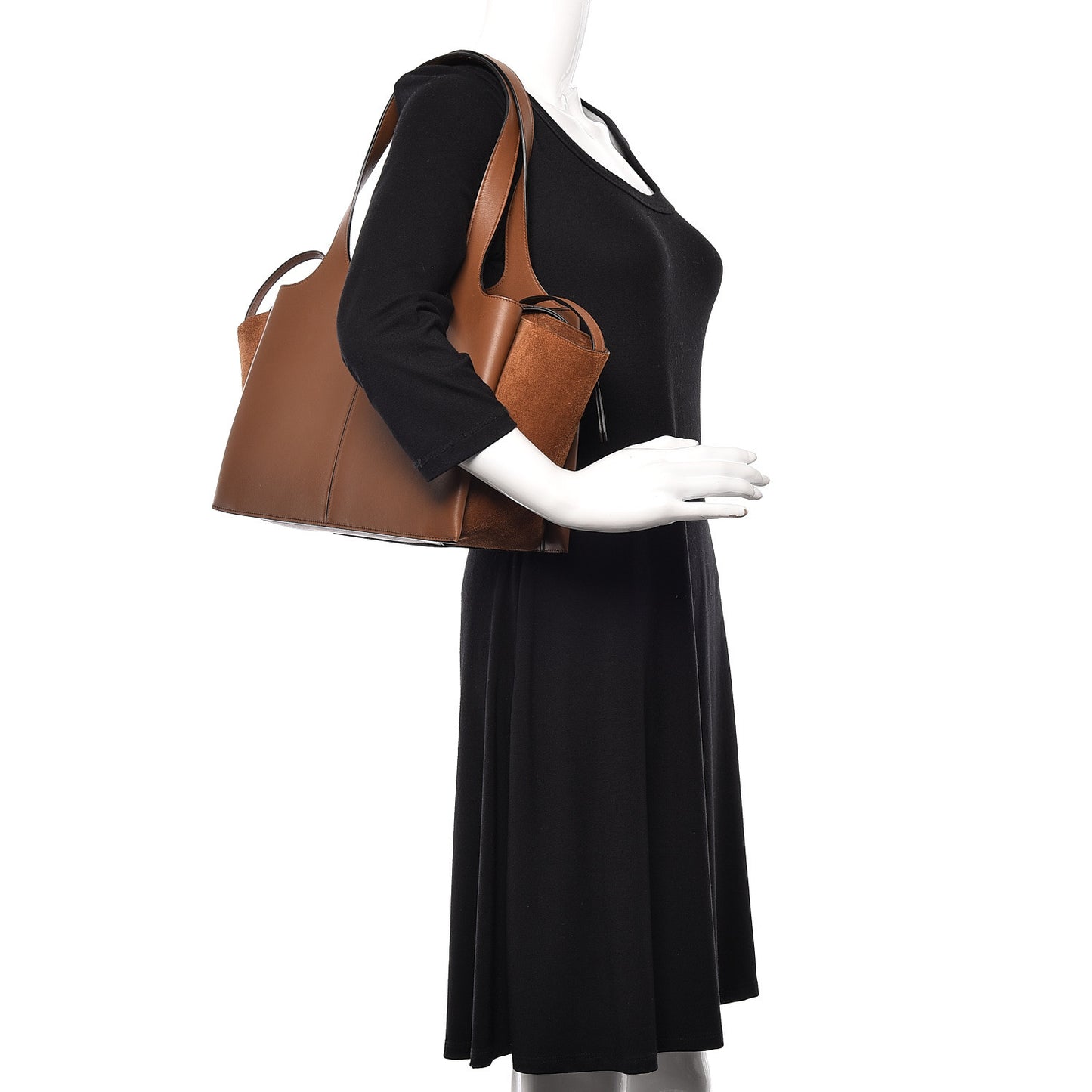 Smooth Calfskin Suede Small Tri-Fold Bag Havana