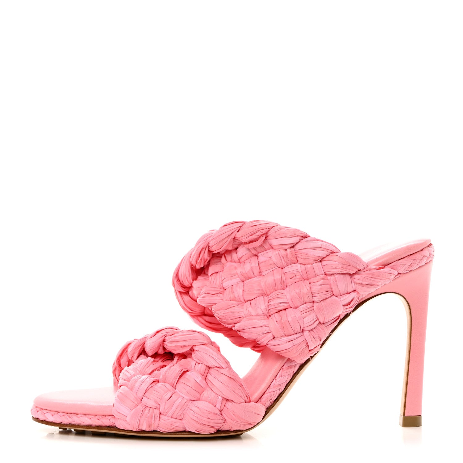 Bottega Veneta Raffia Twisted Intrecciato Stretch Mule Sandals 35 Blossom 1 of 9