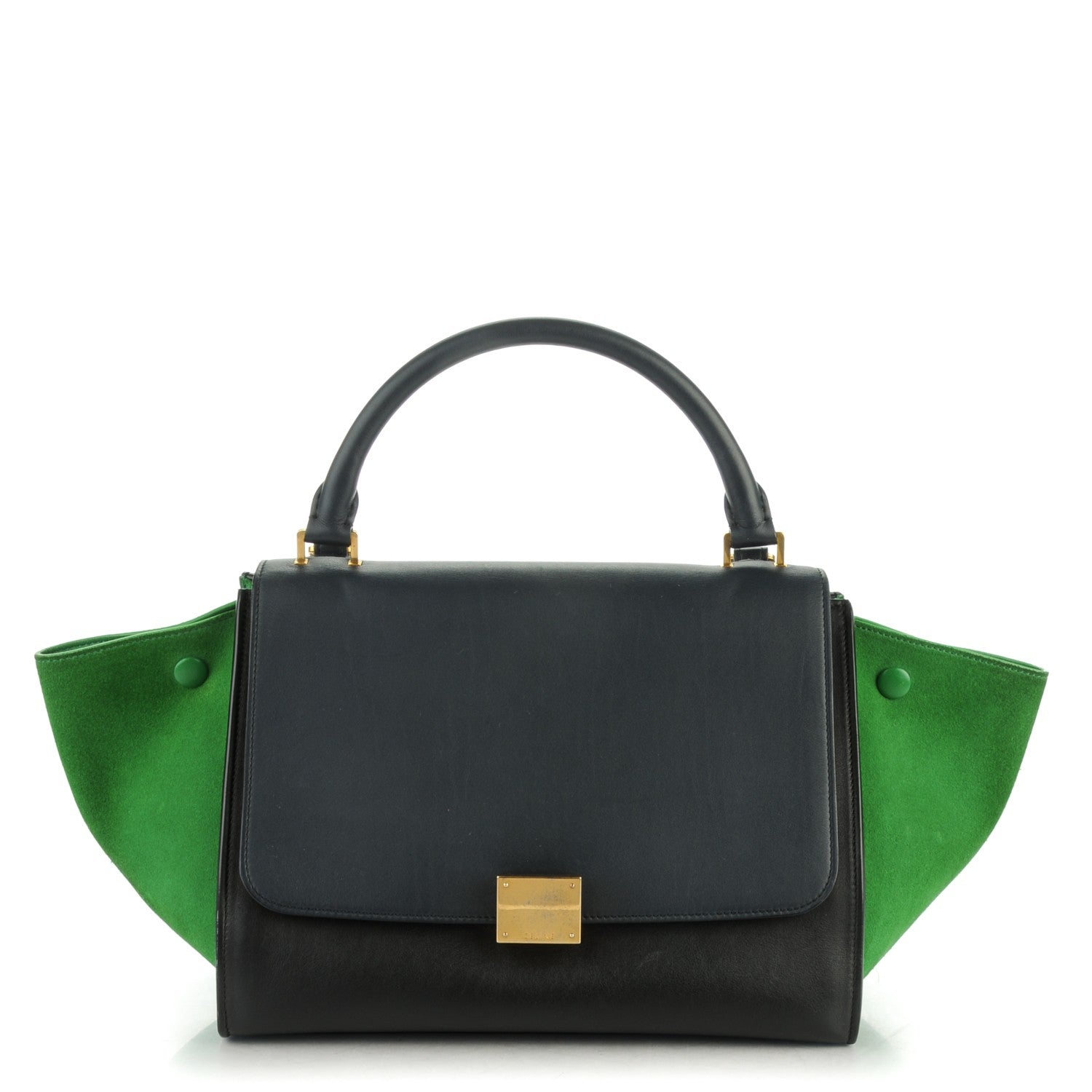 Celine Calfskin Suede Small Tri-Color Trapeze Green Grass 1 of 9