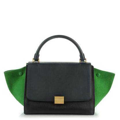 Celine Calfskin Suede Small Tri-Color Trapeze Green Grass 1 of 9