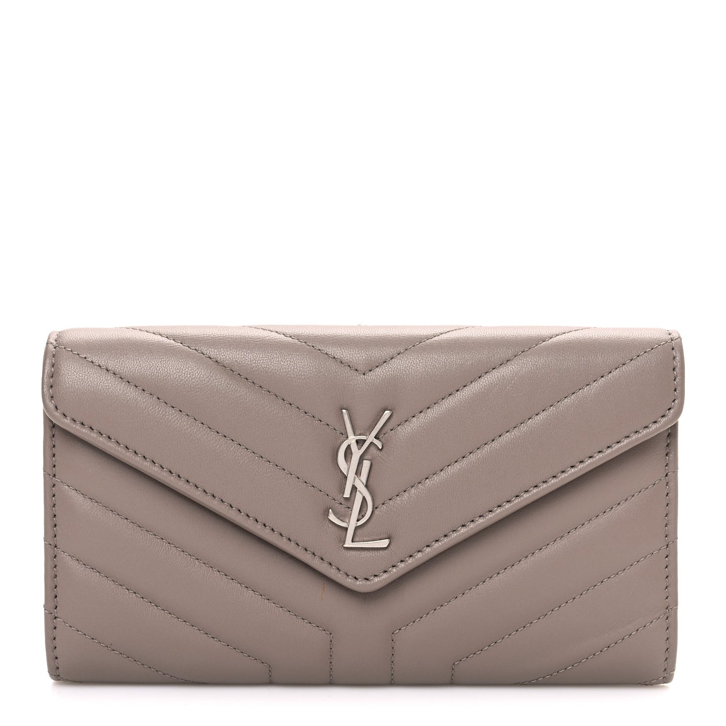 Lambskin Y Quilted Monogram Large Loulou Flap Wallet Mink