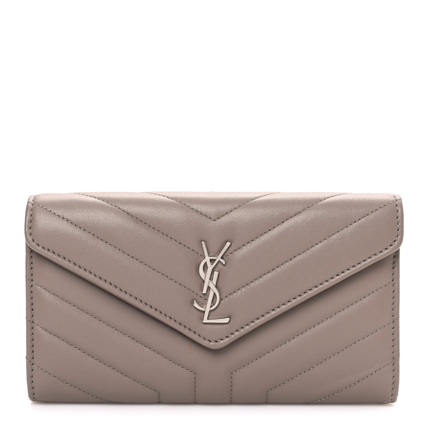 Saint Laurent Lambskin Y Quilted Monogram Large Loulou Flap Wallet Mink 1 of 7