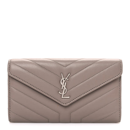 Saint Laurent Lambskin Y Quilted Monogram Large Loulou Flap Wallet Mink 1 of 7
