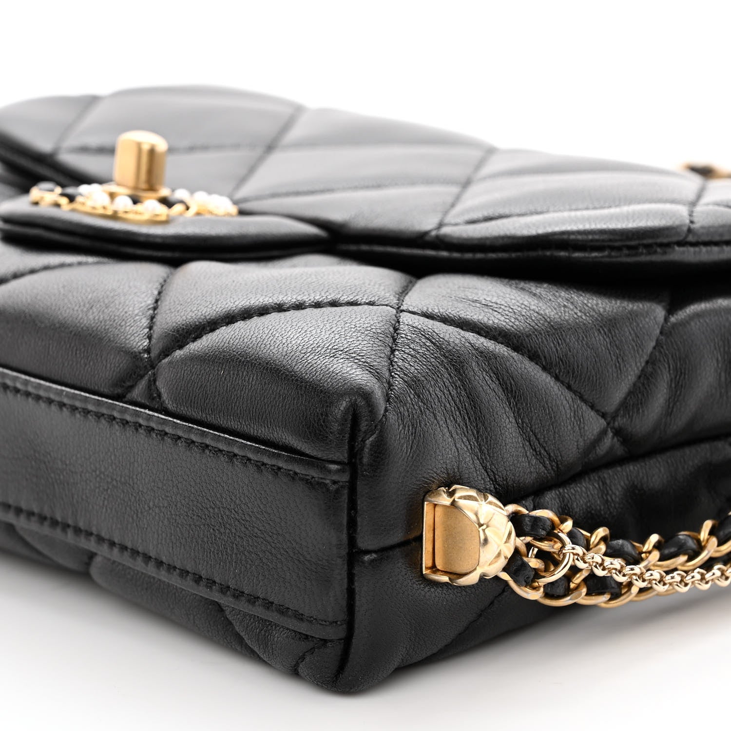 Chanel Lambskin Quilted Mini Crush On Chains Flap Bag Black 9 of 10