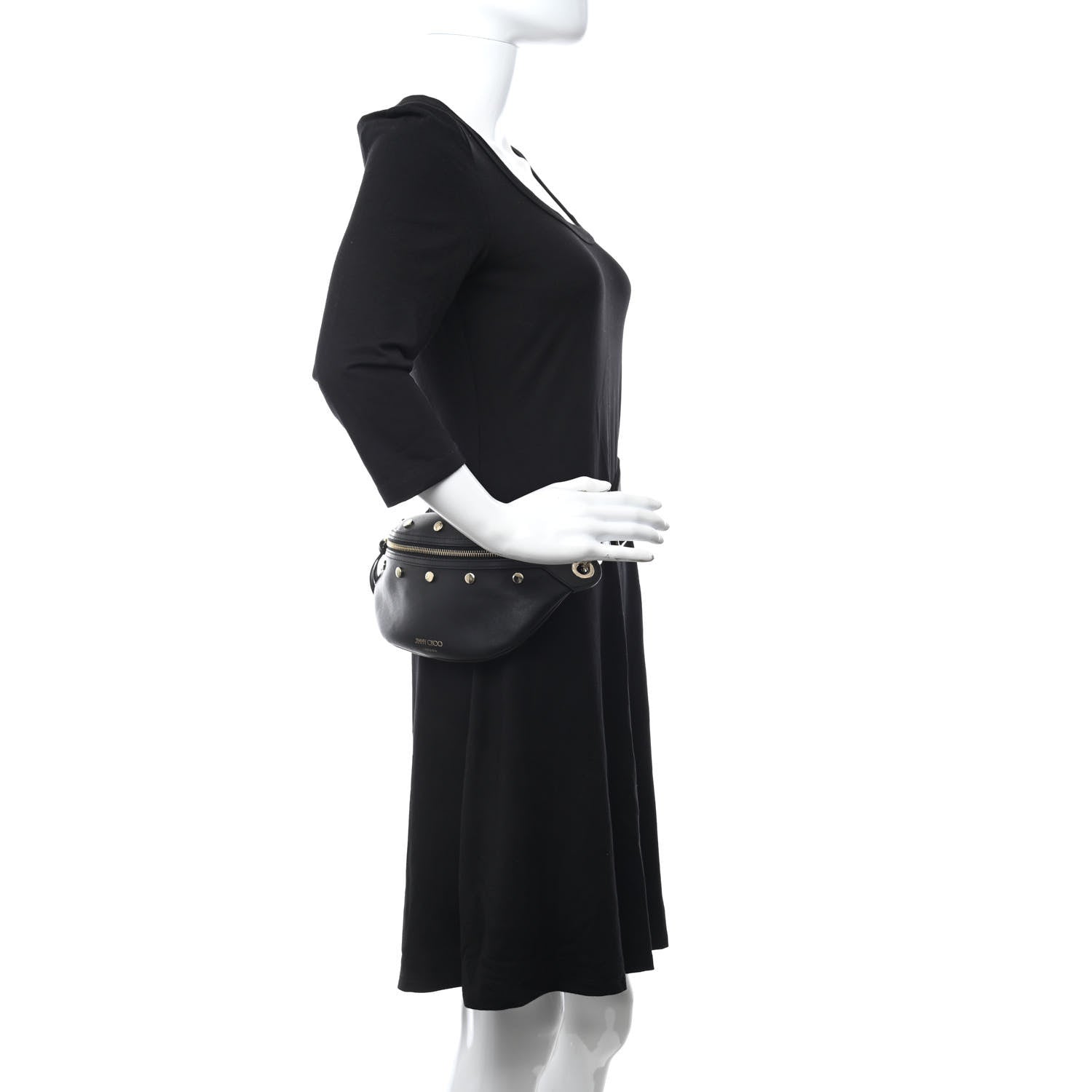 Jimmy Choo Calfskin Studded Lockett Belt Bag Black 2 of 6