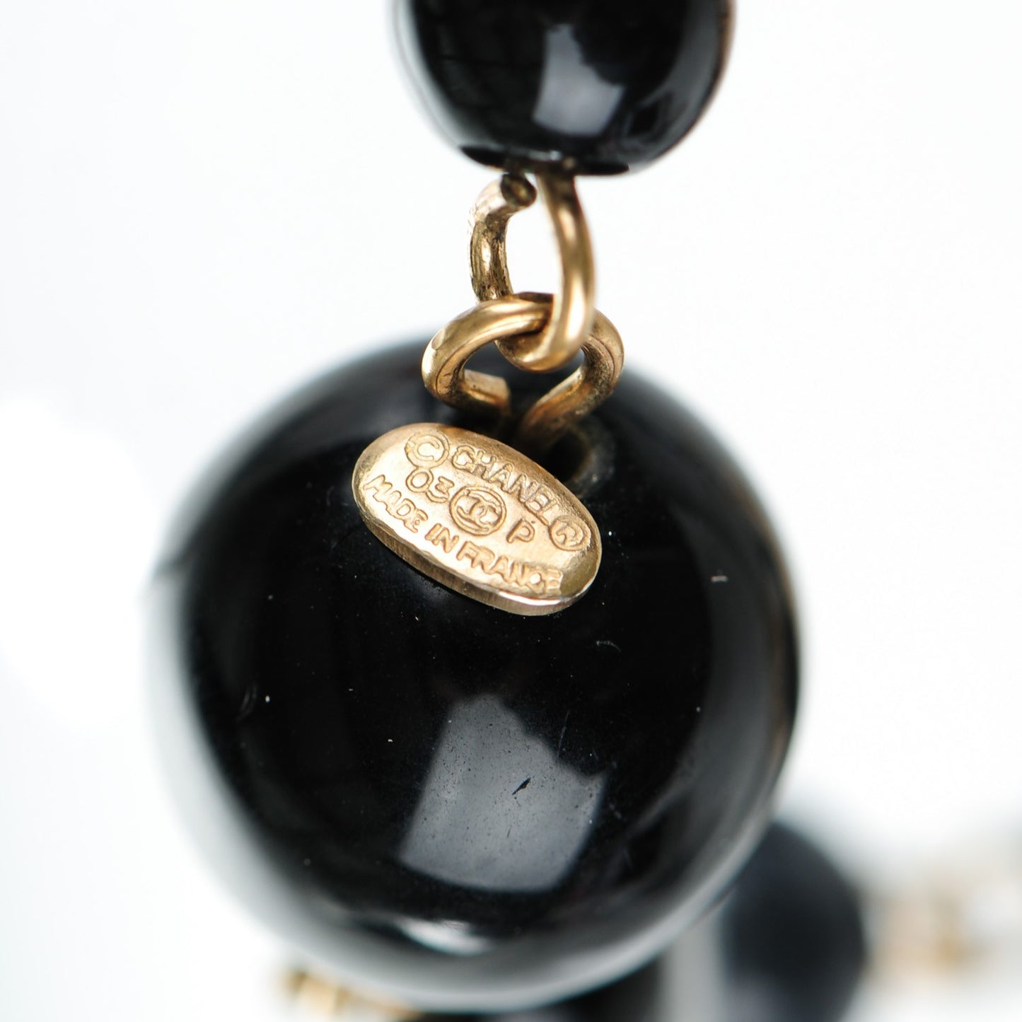 Pearl CC Beaded Long Multistrand Necklace Black Gold