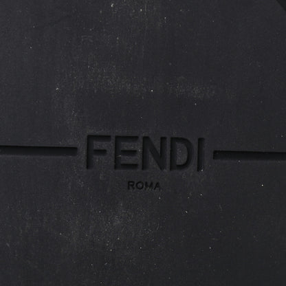 Fendi Shearling Logo Slide Sandals 37 Black Latte Brownie 6 of 8