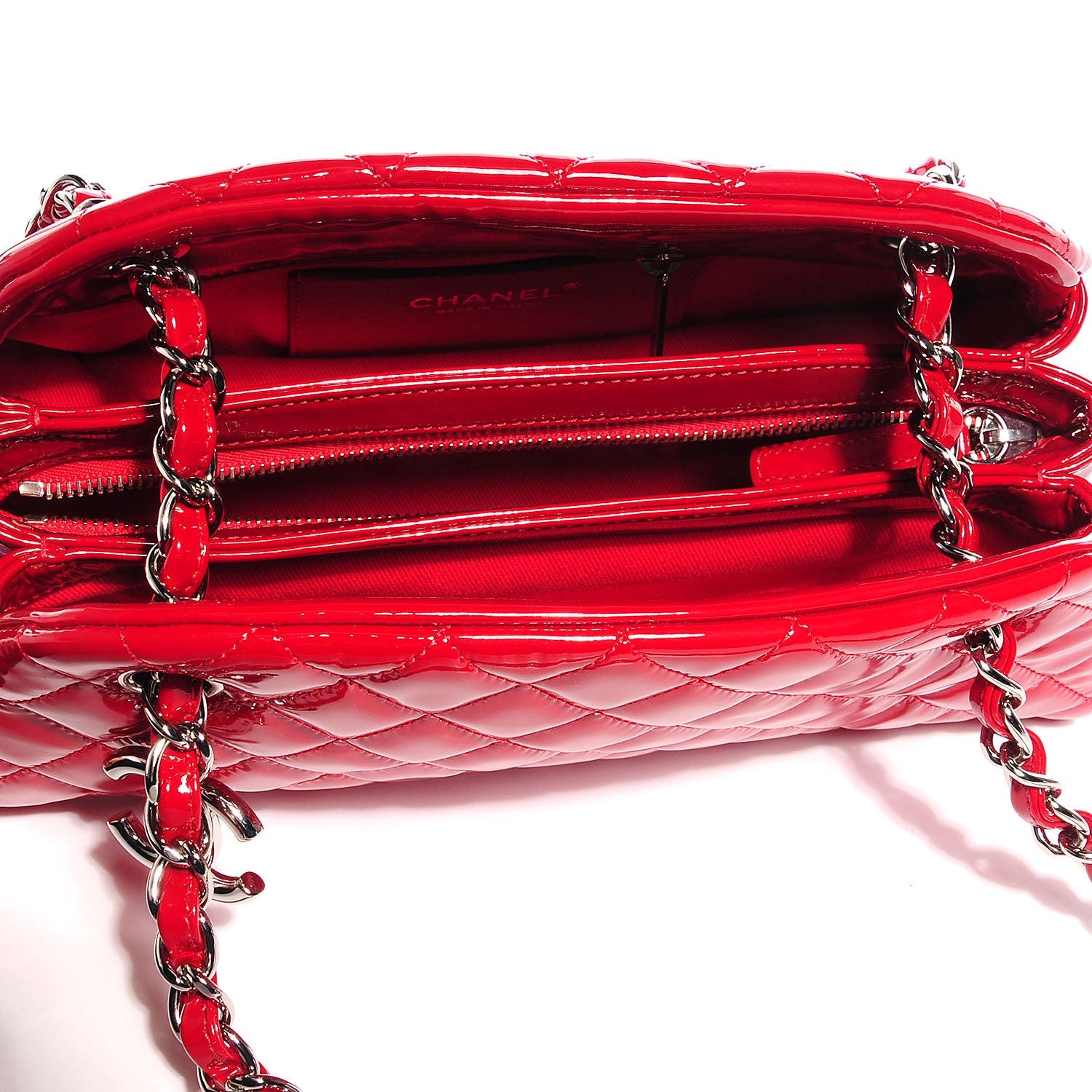 Chanel Patent Quilted Small Just Mademoiselle Red 9 of 10