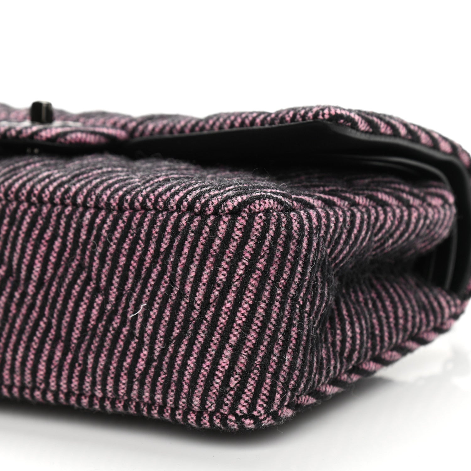 Chanel Wool Tweed Quilted Medium Double Flap Pink Black 10 of 12