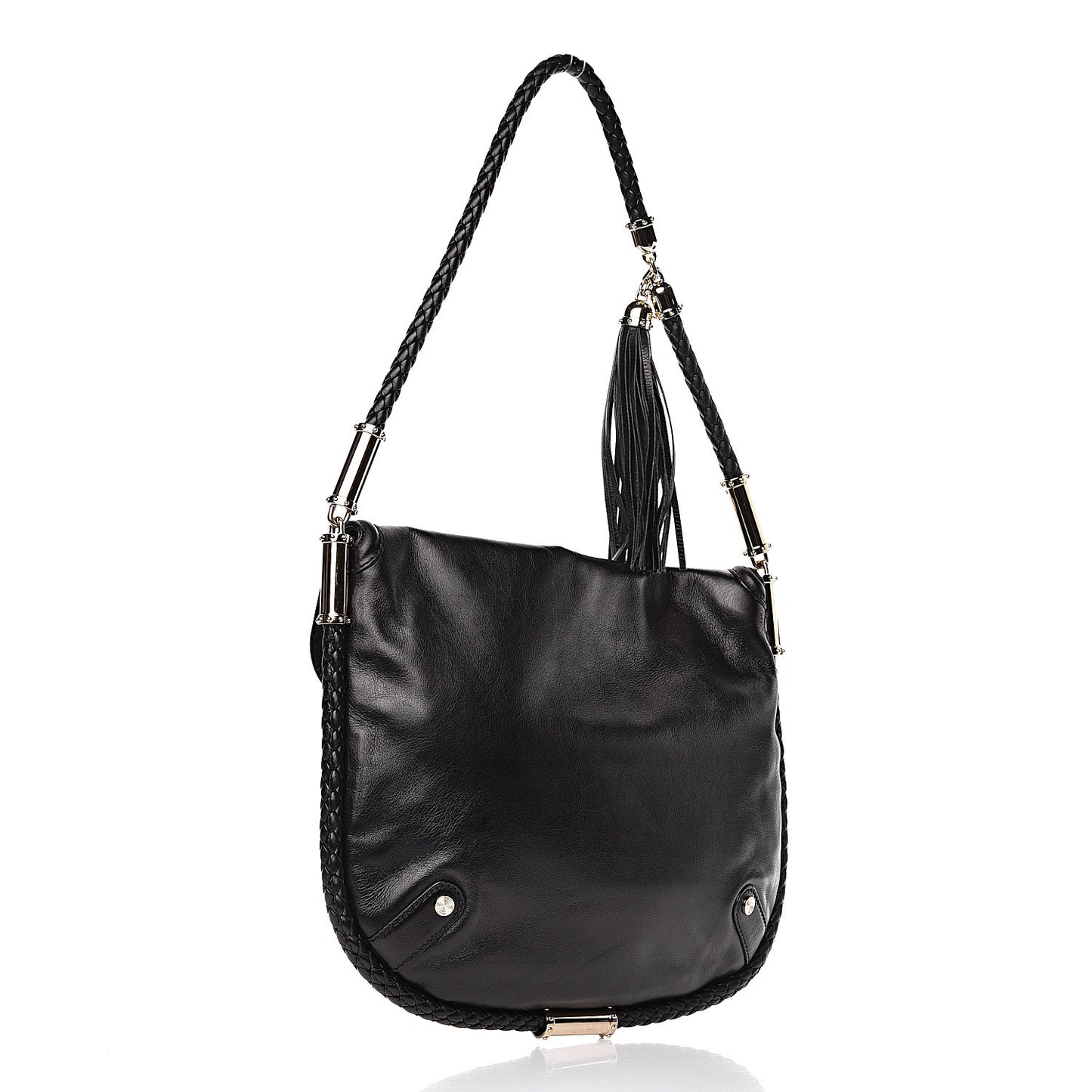 Calfskin Medium Britt Tassel Shoulder Bag Black