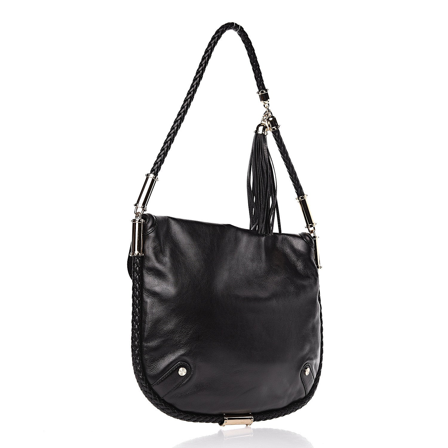 Gucci Calfskin Medium Britt Tassel Shoulder Bag Black 3 of 11