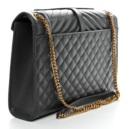 Saint Laurent Grain De Poudre Textured Mixed Matelasse Large Triquilt Monogram Satchel Storm Storm 2 of 10