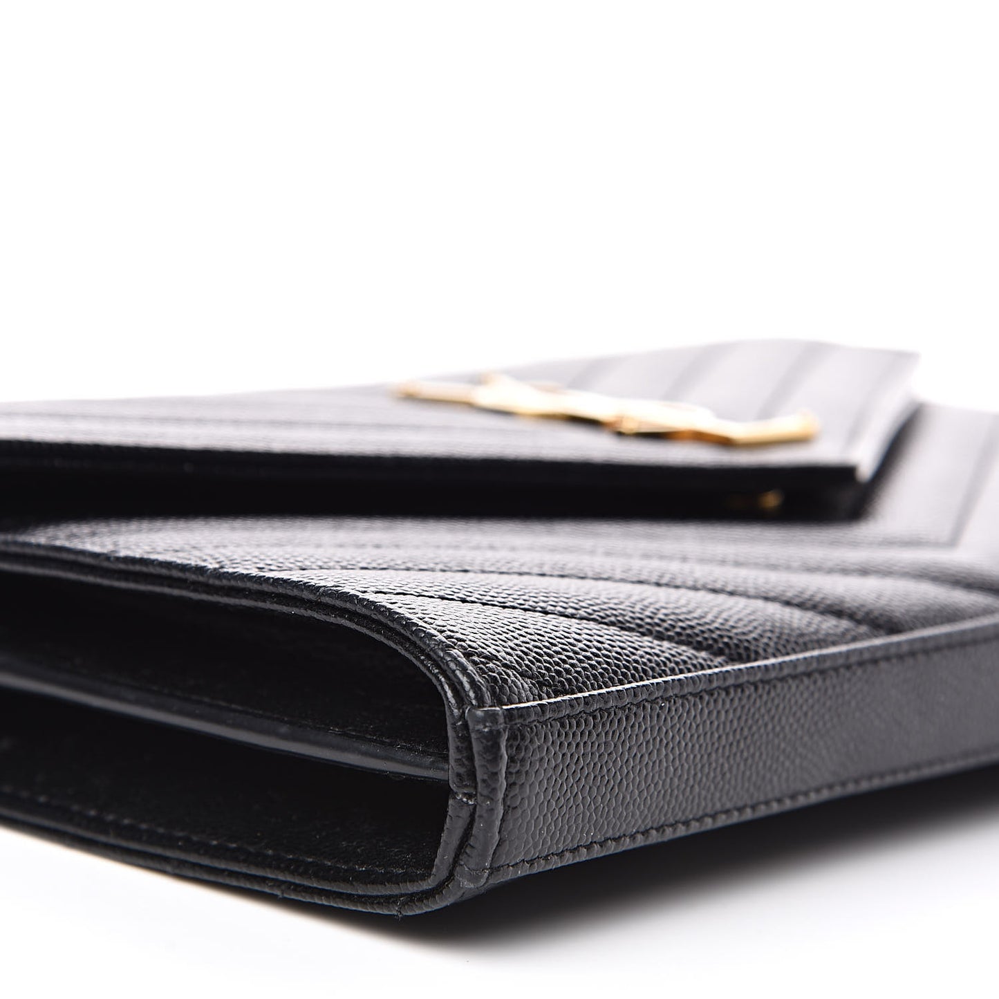Grain De Poudre Matelasse Chevron Monogram Chain Wallet Black