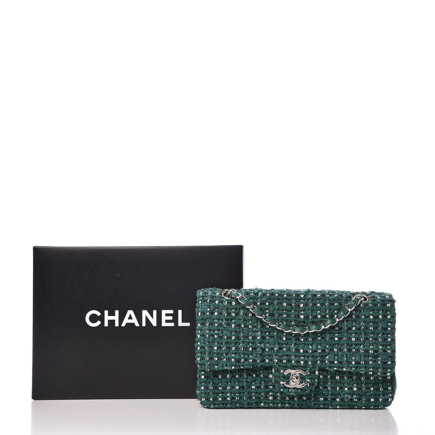 Tweed Quilted Medium Double Flap Green