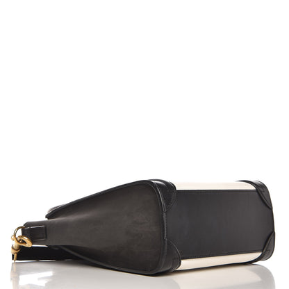 Celine Bullhide Calfskin Nubuck Bi-Color Nano Luggage Black White 4 of 9