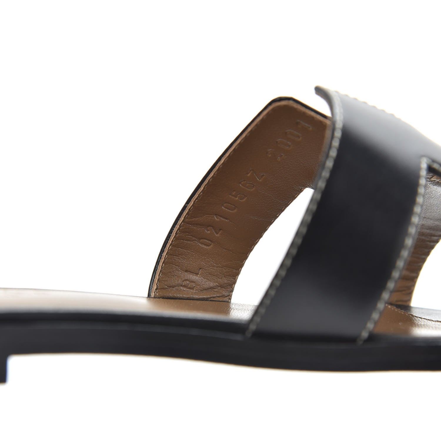 Hermes Box Calfskin Oran Sandals 37.5 Black 8 of 9