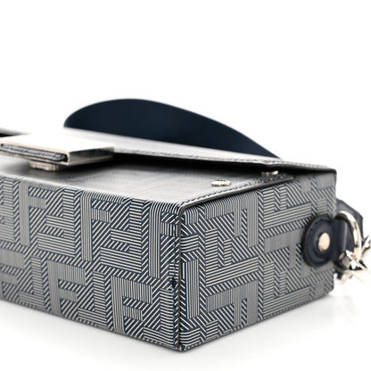 Fendi Vitello King FF Lines Embossed Bi-Color Baguette Soft Trunk Ghiaia Blue Mirto 9 of 9