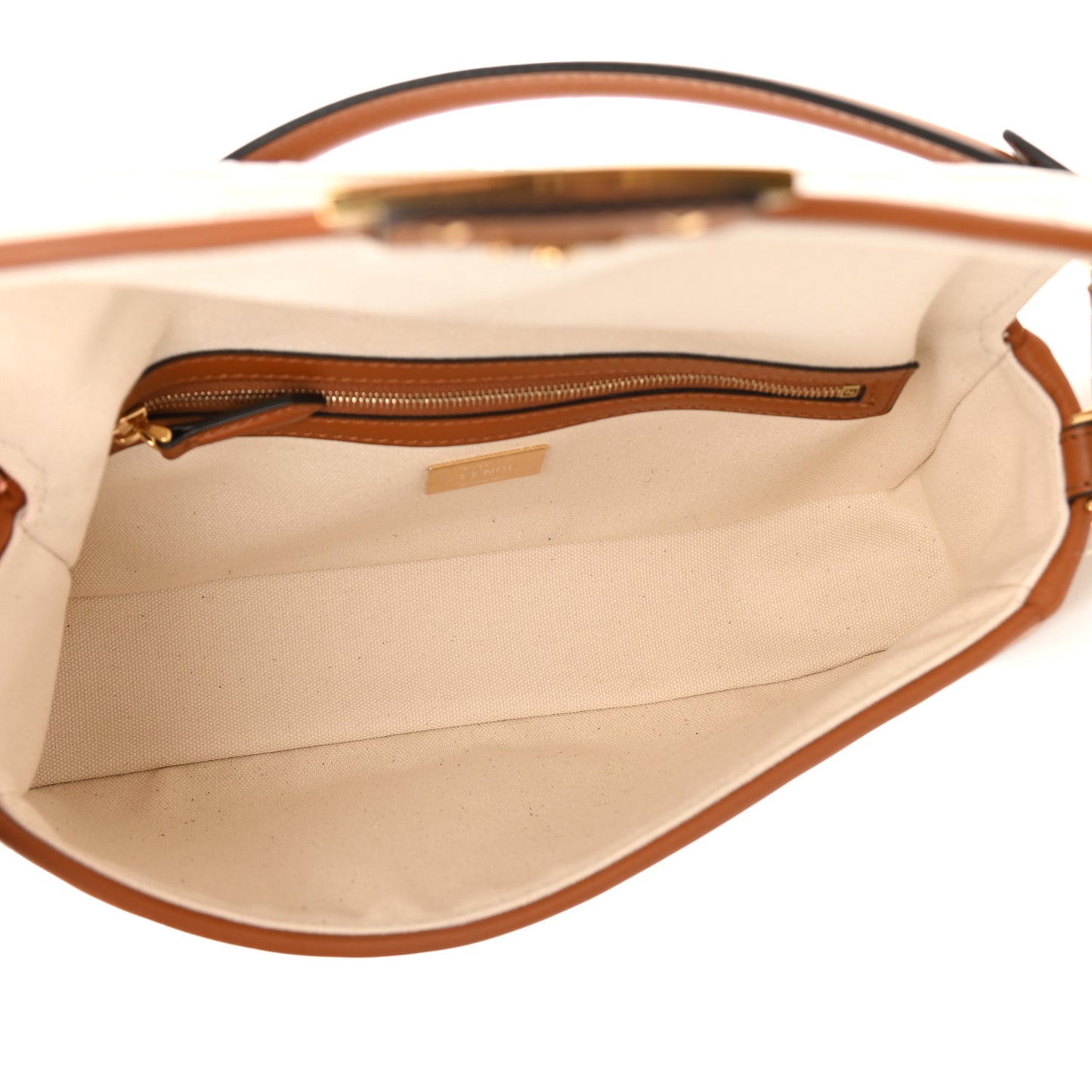 Canvas Vitello King Bi-Color Strap FF Embroidered Baguette Grezzo Brandy Cuoio