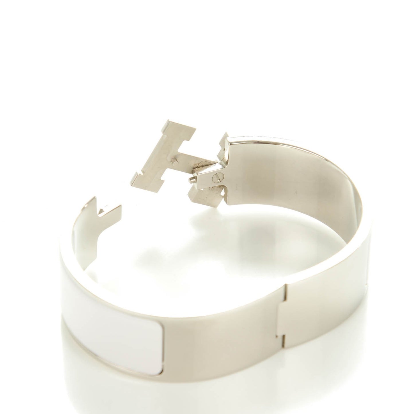 Enamel Wide Clic Clac H Bracelet GM White