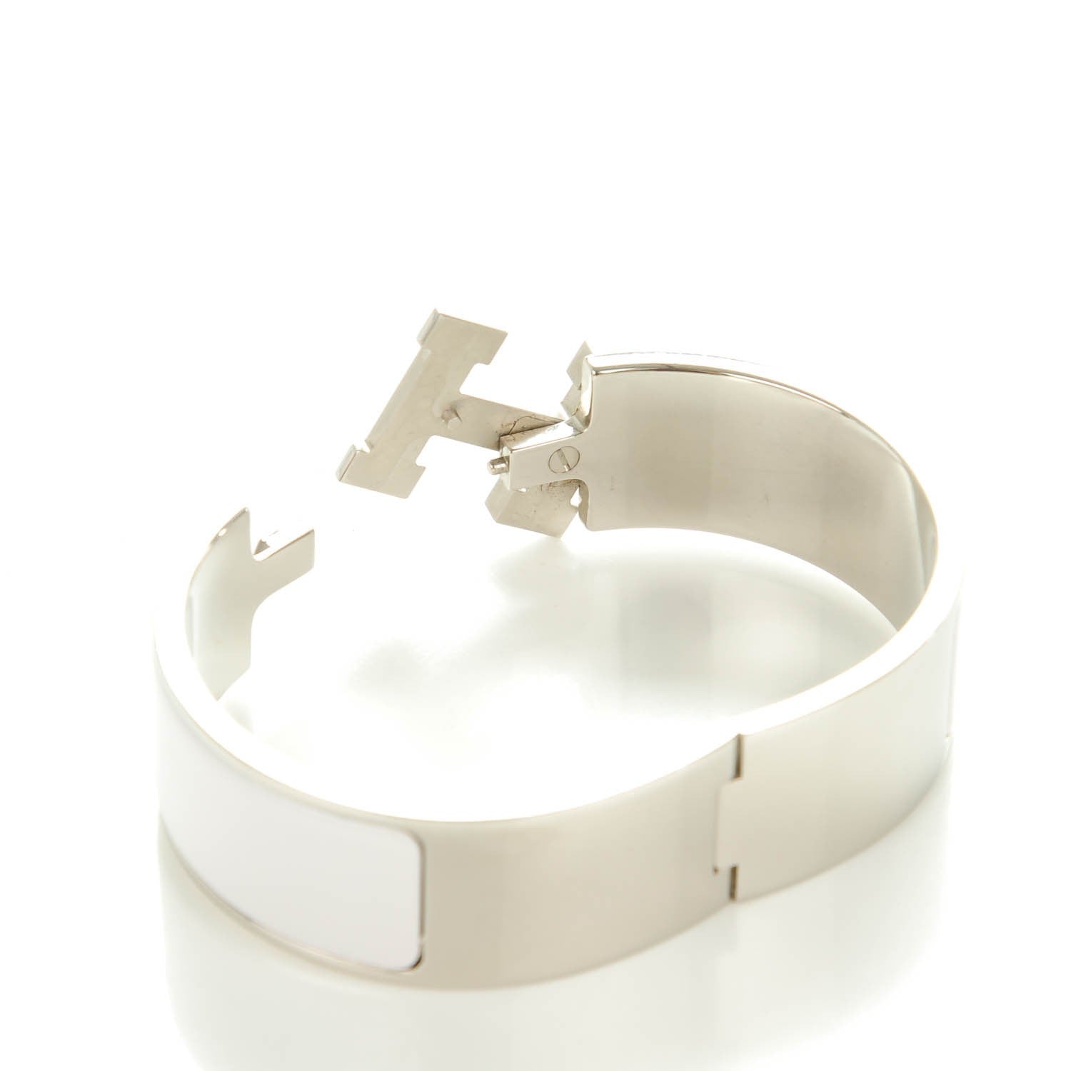Hermes Enamel Wide Clic Clac H Bracelet GM White 4 of 5