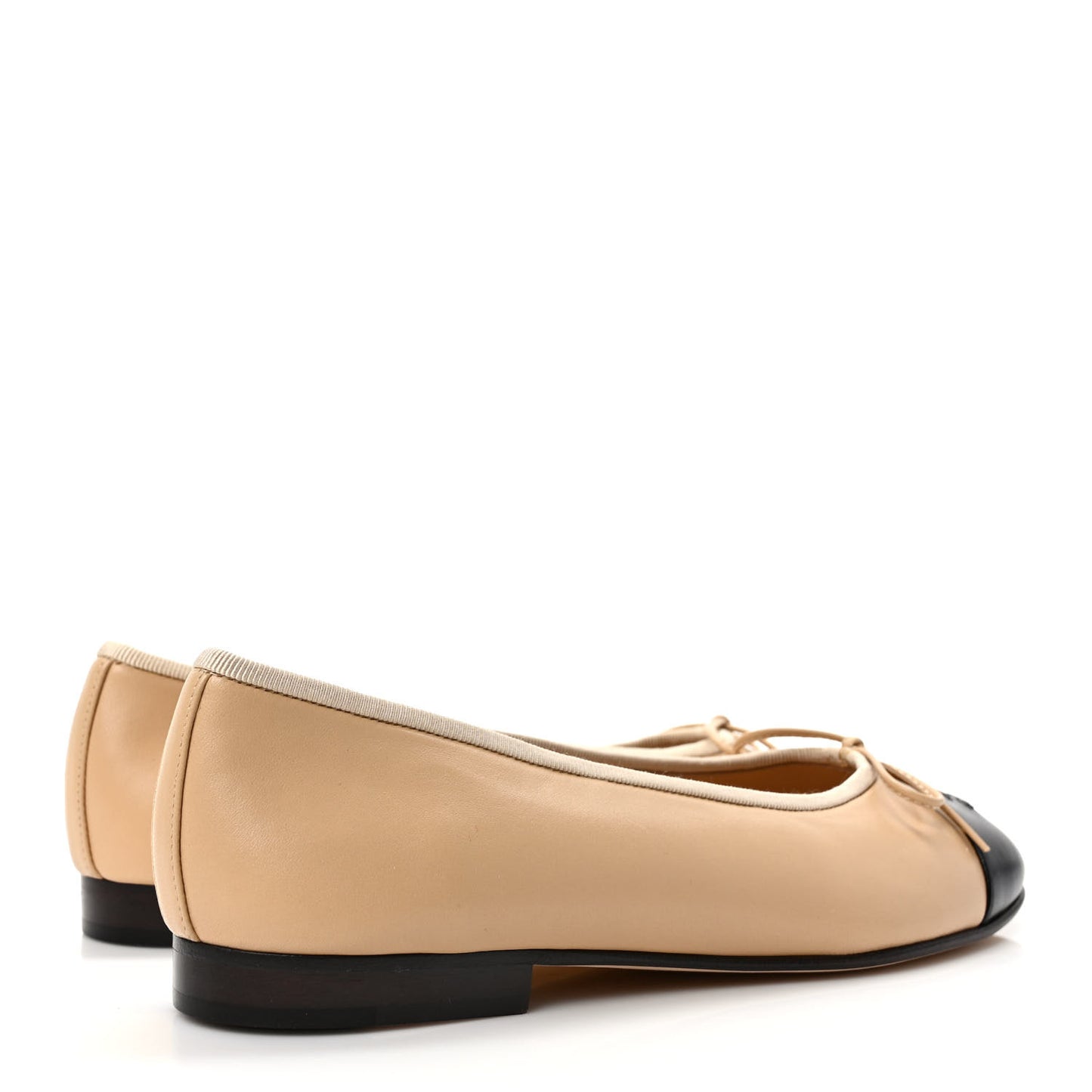 Lambskin Cap Toe CC Ballerina Flats 37 Beige Black