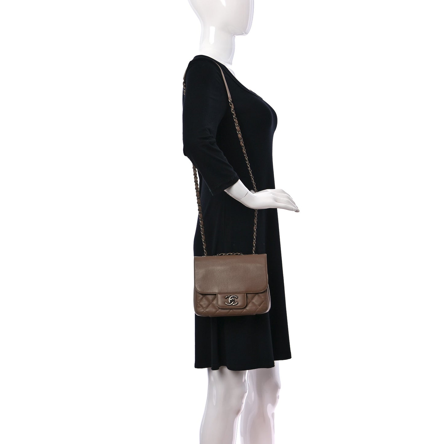 Caviar Quilted Mini All About Flap Bag Brown