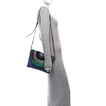 Gucci Cotton Crochet Garden Horsebit 1955 Shoulder Bag Purple Multicolor 2 of 11