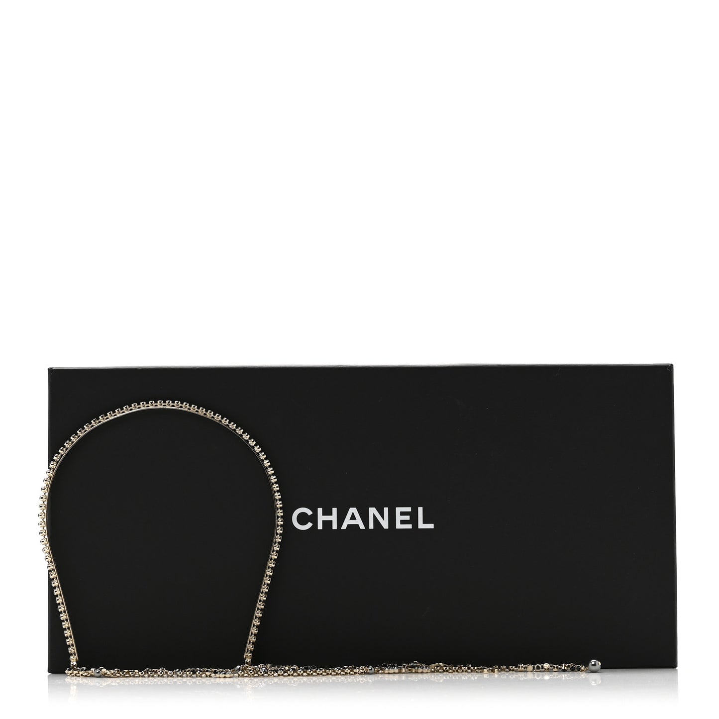 Metal Crystal Pearl CC Chandelier Headband Gold Black Grey