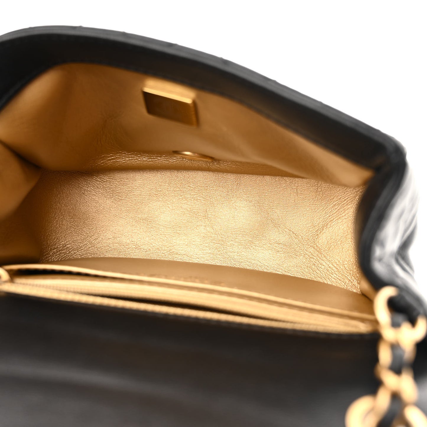 Lambskin Quilted Mini Pearl Crush Flap Black