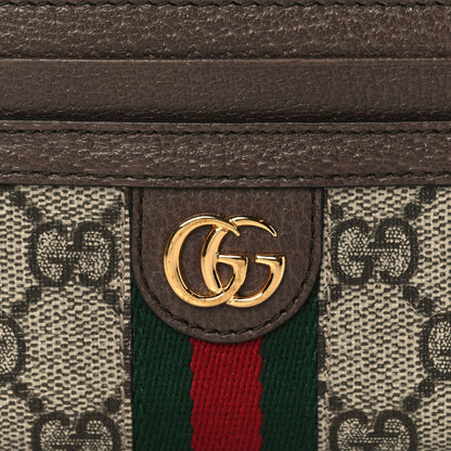 Gucci GG Supreme Monogram Textured Dollar Calfskin Web Ophidia Zip Around Card Case Wallet Beige Ebony New Acero 7 of 8