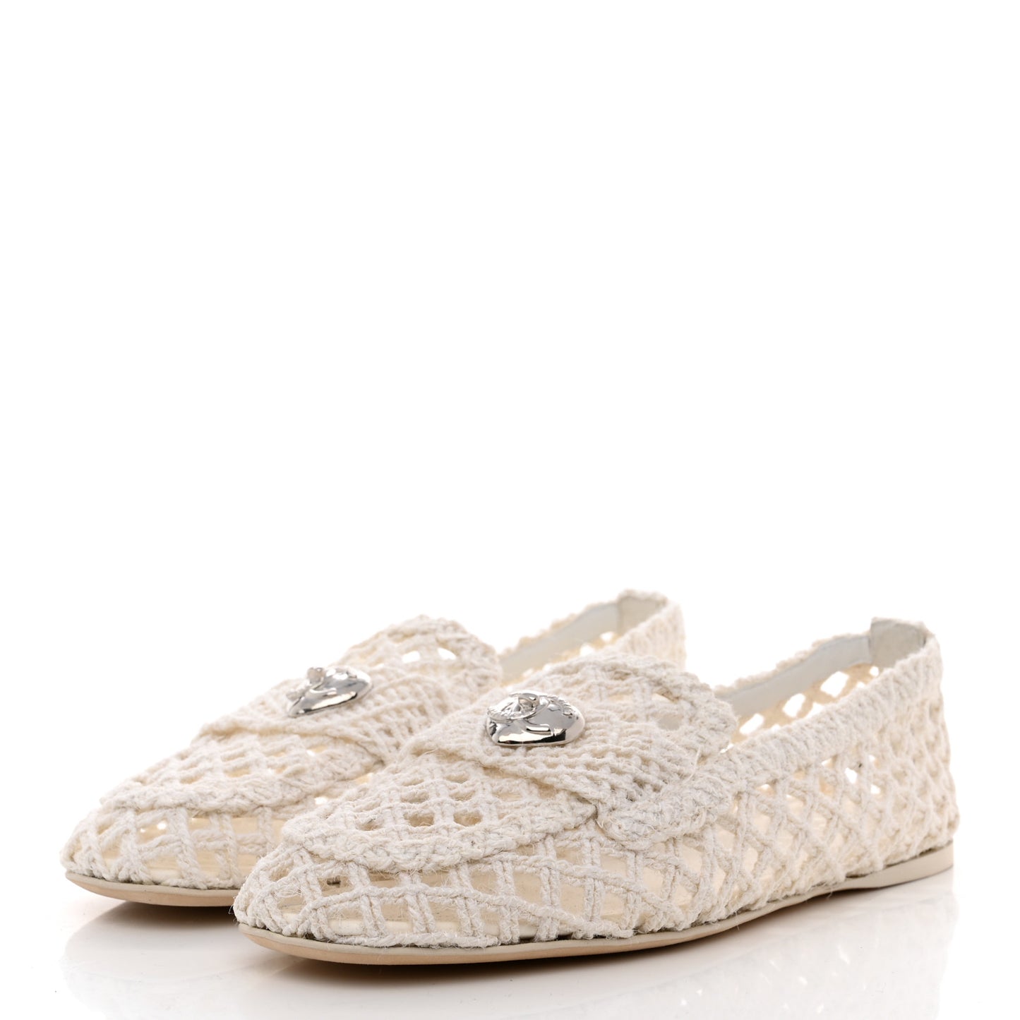 Raffia Braided CC Mocassin Loafers 39 White