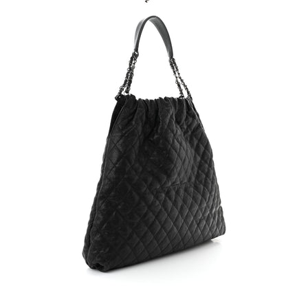 Chanel Distressed Glazed Caviar Quilted Large Elastic Tote Black 3 of 10