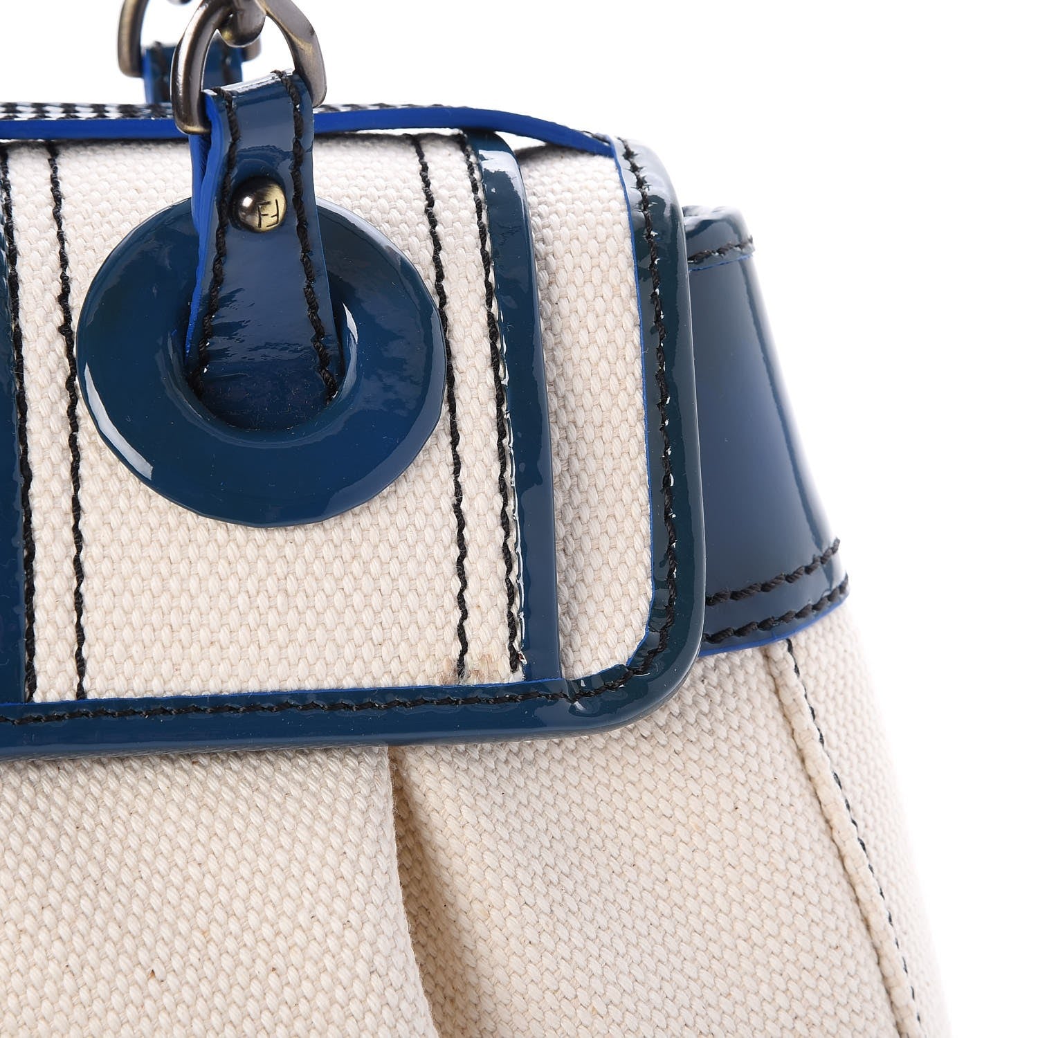Fendi Canvas Patent B Bag True Blue 9 of 9